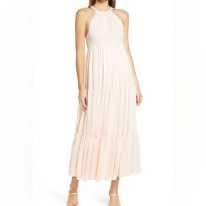 NWT Chelsea28 Tiered Chiffon Midi Dress in Pink Creole Sz M